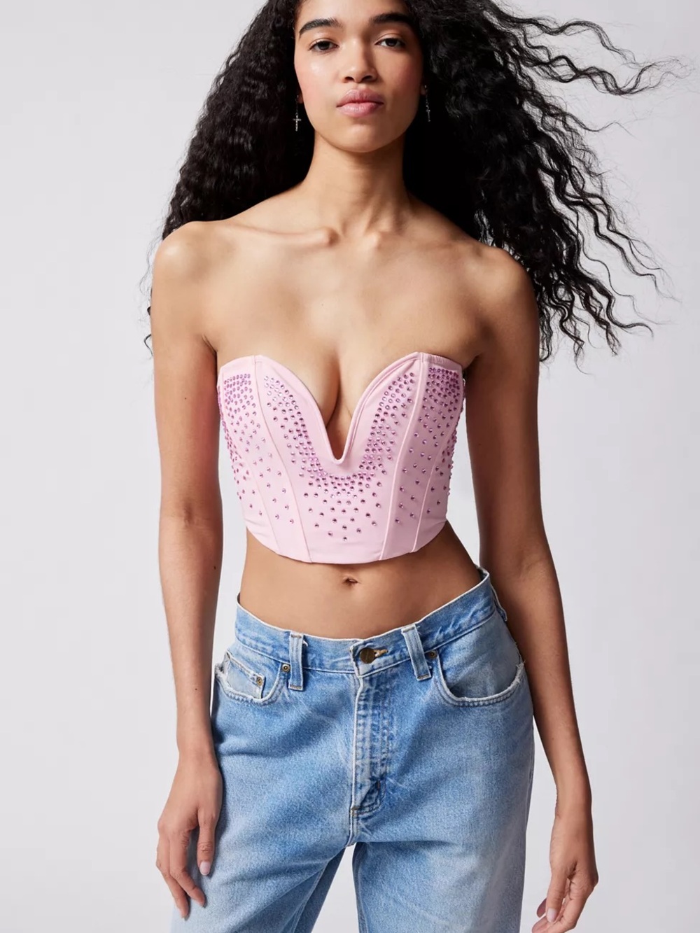 Urban Outfitters UO Wild Lovers Louisa Sparkly Diamante Corset in Pink